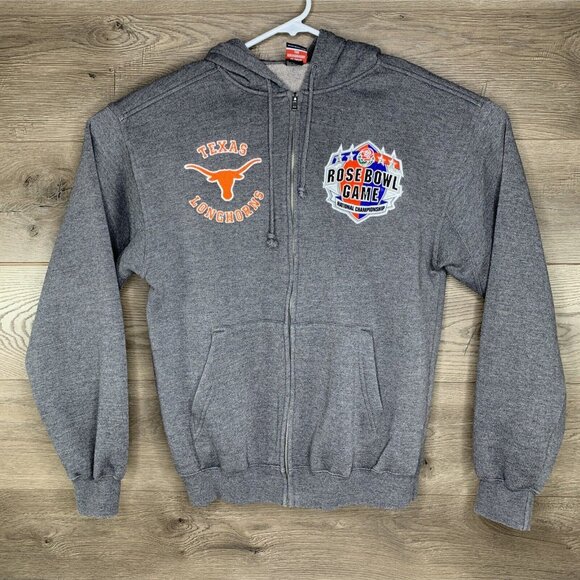 Texas Longhorns Rose Bowl Game National Championship Gray Zip Hoodie Unisex Size - Picture 2 of 16